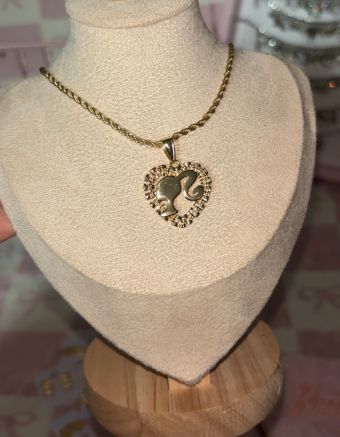 Gold BARBIE heart necklace