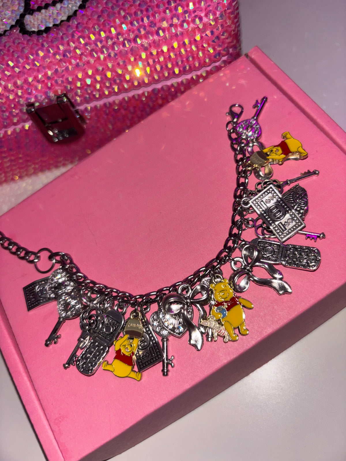 Silver WINNIE THE POOH charm bracelet