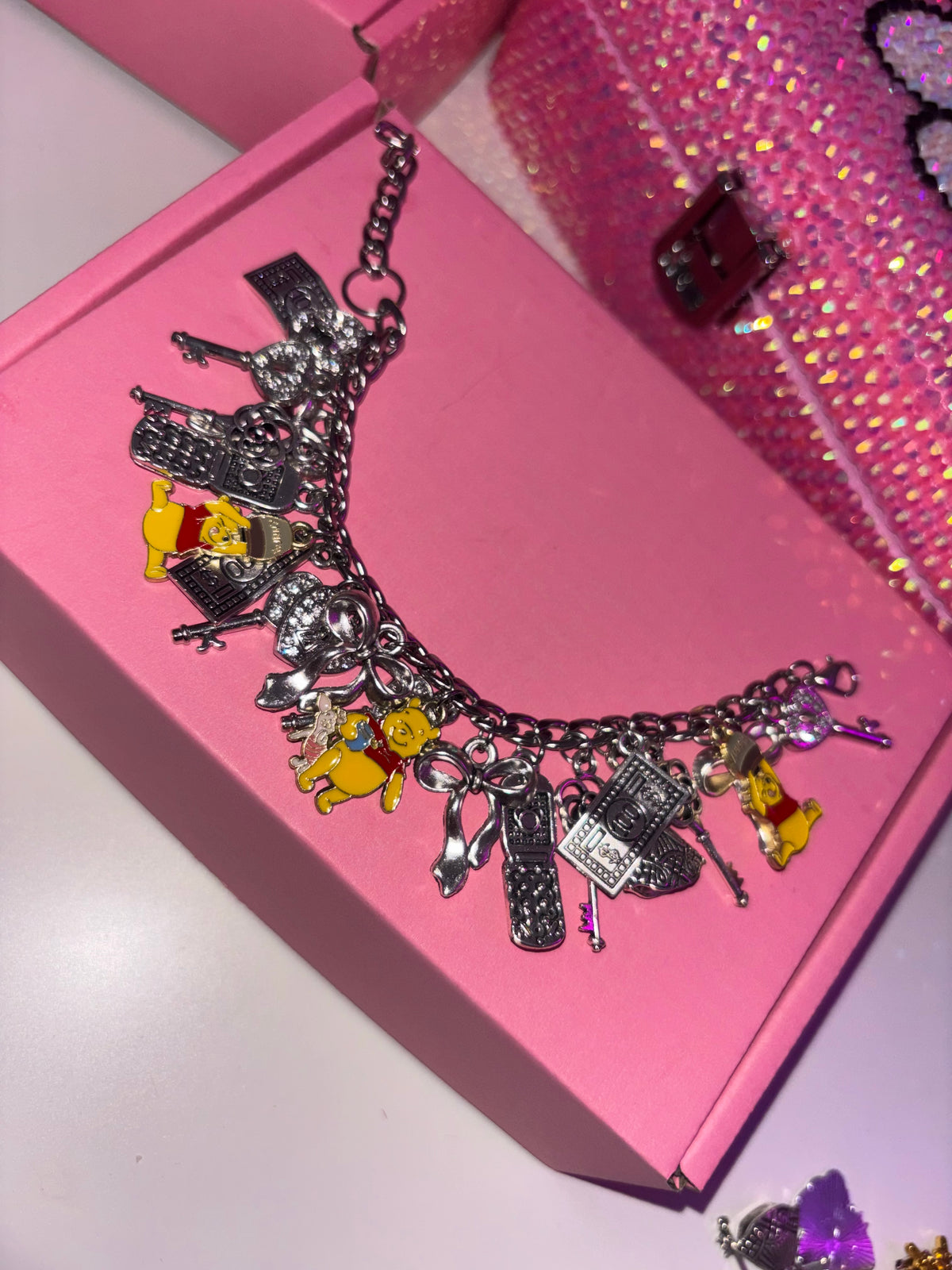 Silver WINNIE THE POOH charm bracelet