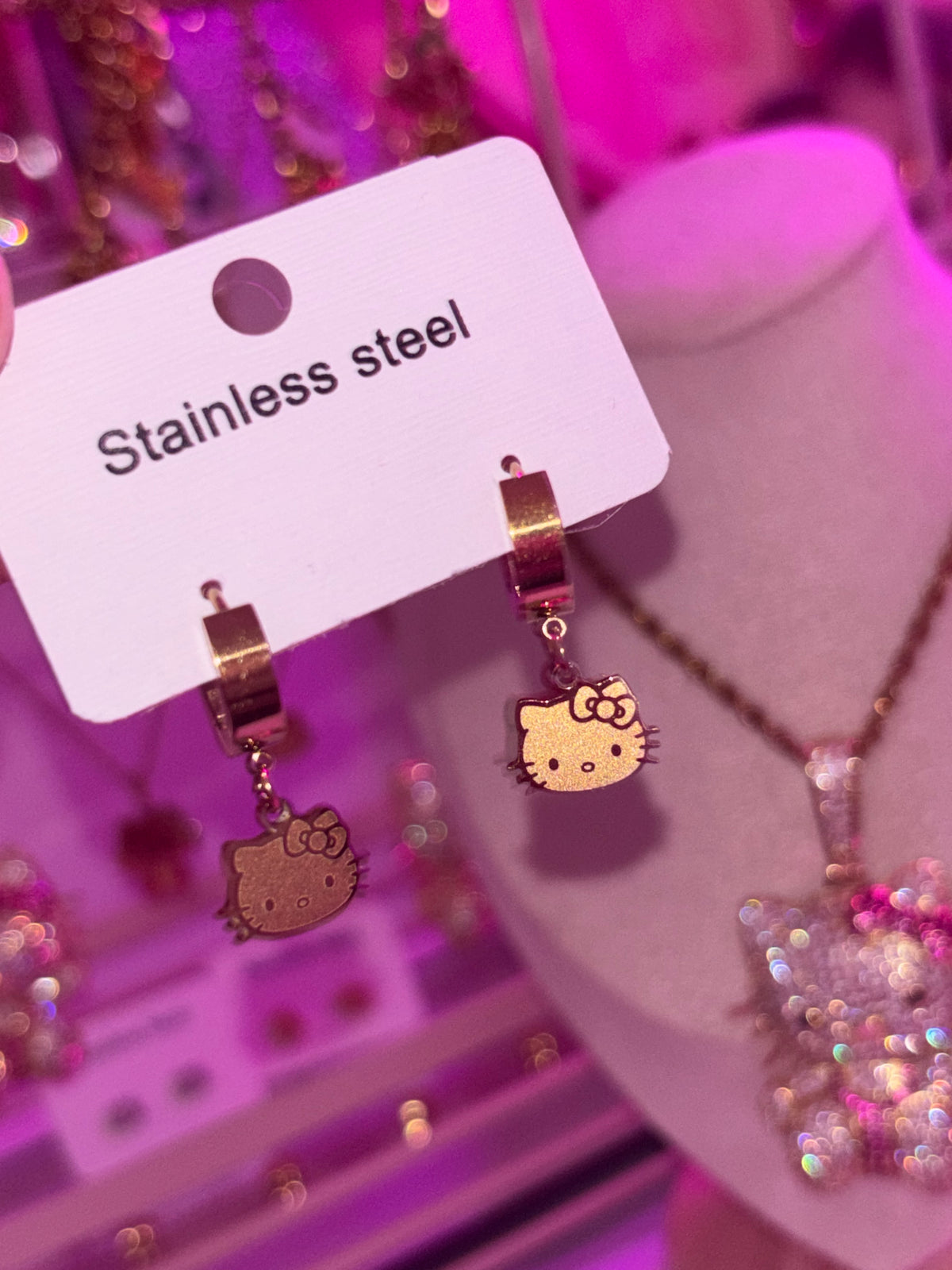 Gold HELLO KITTY huggie earrings