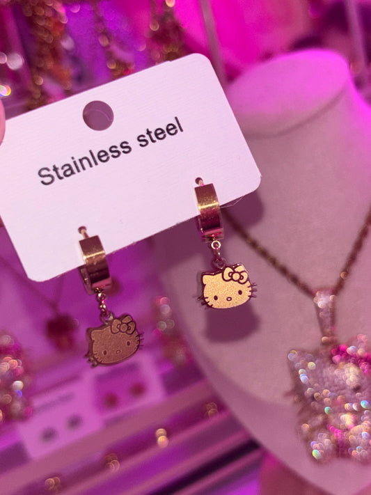 Gold HELLO KITTY huggie earrings