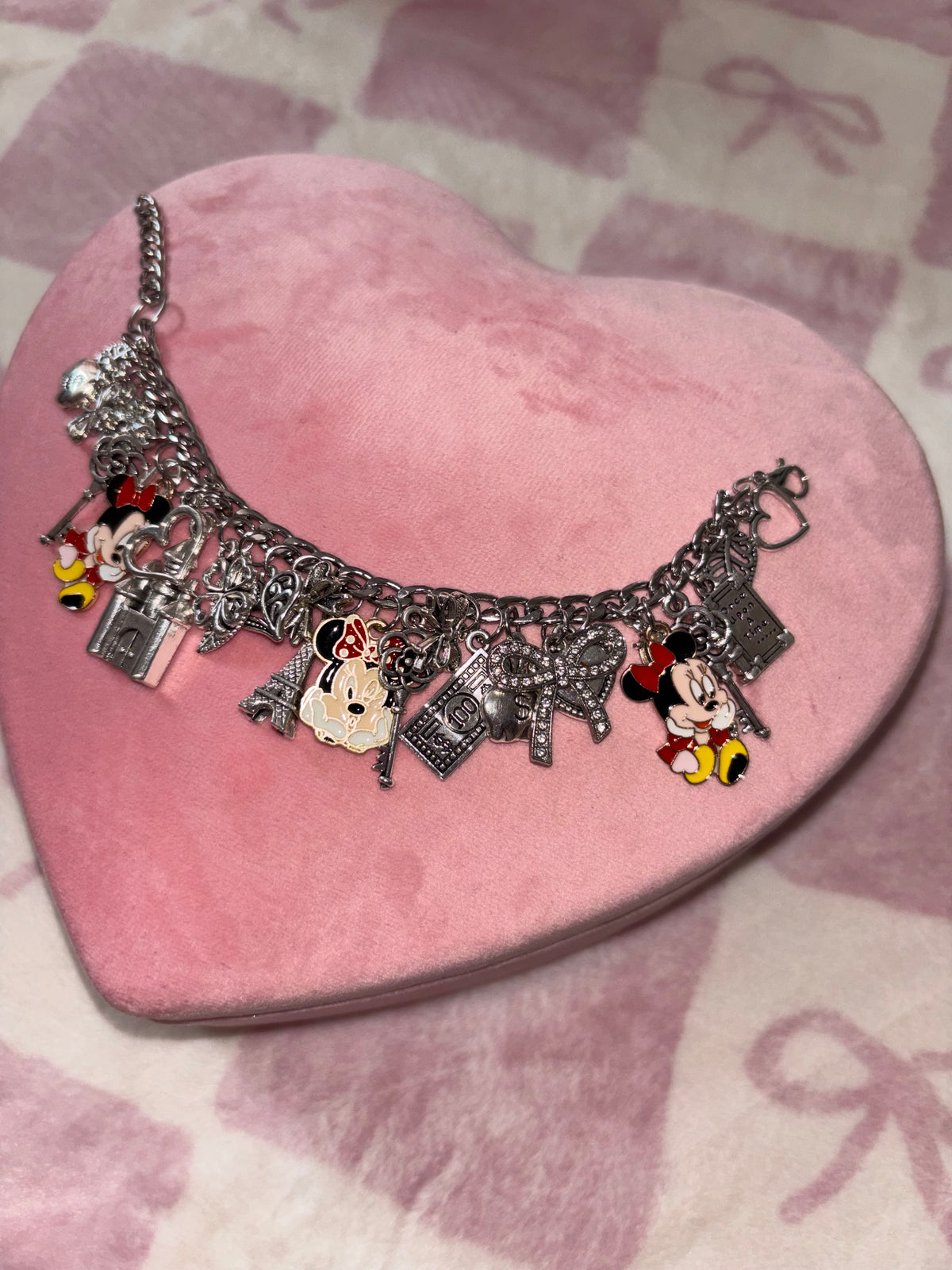 Silver MINNIE MOUSE charm bracelet