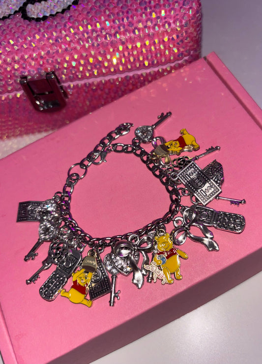 Silver WINNIE THE POOH charm bracelet