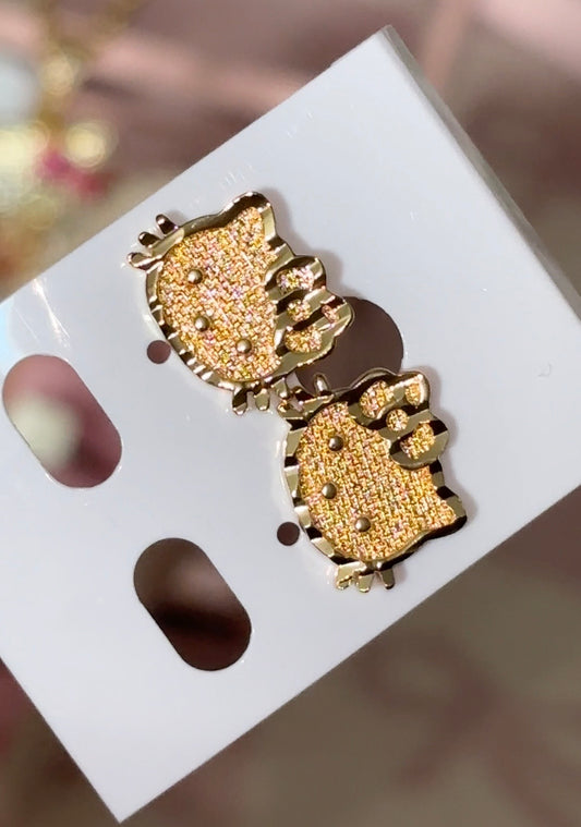 Hello kitty face gold plated earrings