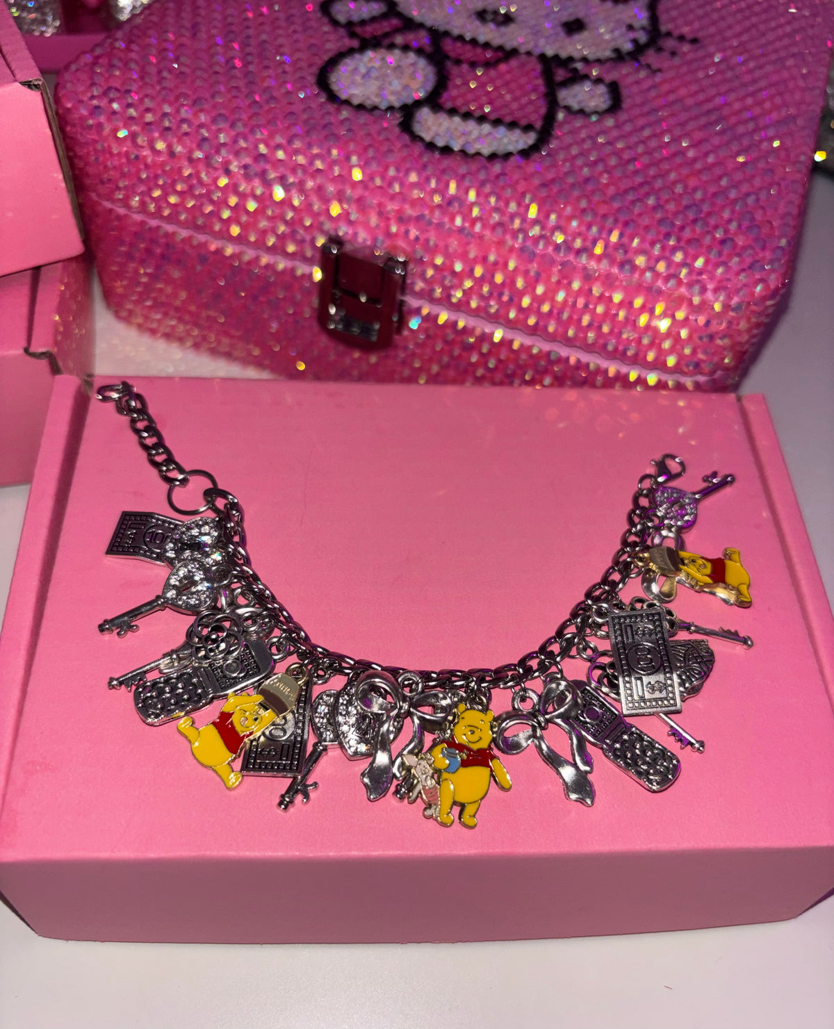 Silver WINNIE THE POOH charm bracelet
