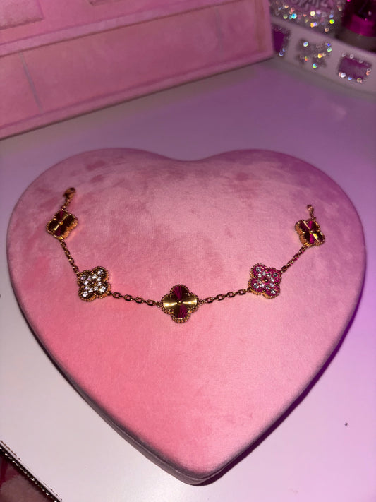 Gold Diamond clover bracelet